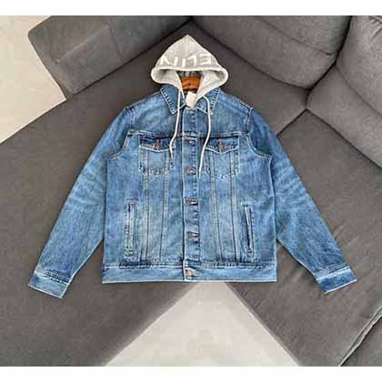 Celine賽琳2022秋冬新品復(fù)古拼接帽子水洗牛仔外套