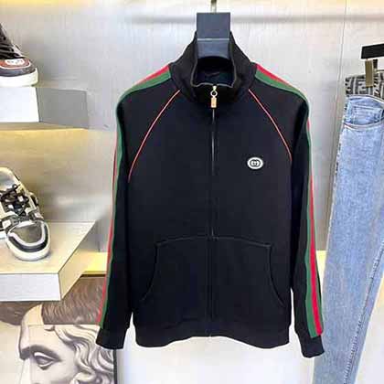 名品寺庫網(wǎng)古奇秋冬新品純象牙白色針織拉鏈衛(wèi)衣