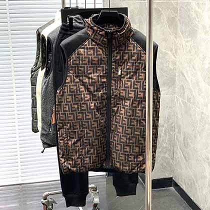 芬迪馬甲男士羽絨服 冬季保暖背心外套高等大品牌男式馬夾