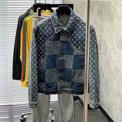 路易威登LV牌服裝原單狠貨，時尚休閑翻領夾克牛仔外套