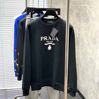 PRAA普拉達(dá)專柜同步原單狠貨時尚休閑圓領(lǐng)衛(wèi)衣