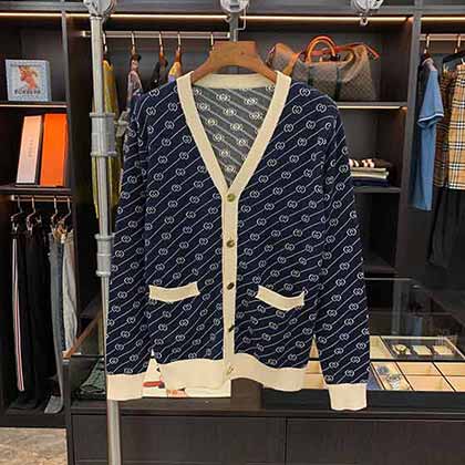 高等定制款真品古奇官網秋冬新款針織羊毛開衫