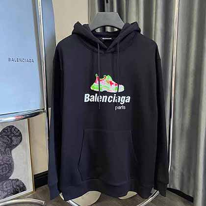 巴黎世家男時尚秋冬季新款休閑純色外套 大品牌連帽抽繩衛衣