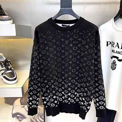 Lv早秋冬新款洋氣減齡凈版鑲花針織時尚套頭長袖毛衣