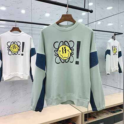 歐洲站 羅意威秋冬刺繡拼接潮牌套頭休閑寬松潮流男士衛衣