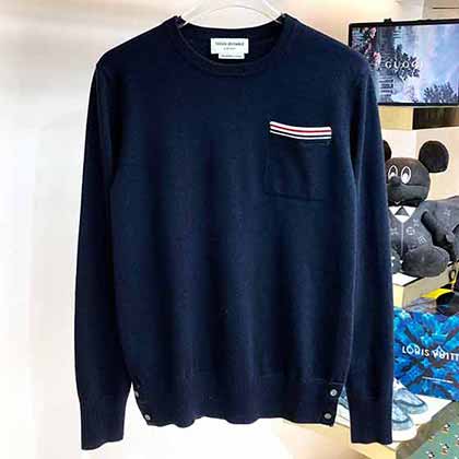 TB男士高等長袖t恤秋冬季純棉衛衣圓領大品牌加絨打底衫