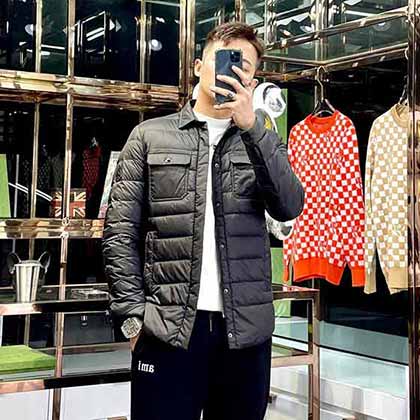 高等大品牌蒙口男士羽絨服短款立領時尚潮流休閑冬季白鴨絨外套