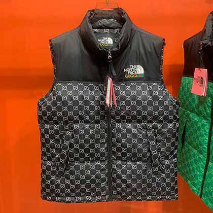 北面古奇聯名款羽絨服馬甲洋氣鴨絨背心外穿大品牌馬