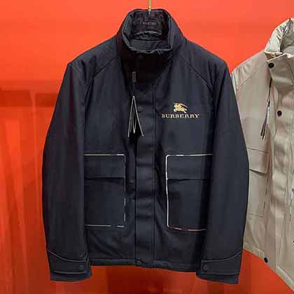 男高等韓版立領(lǐng)加厚潮流外套，冬季巴寶莉大品牌白鴨絨羽絨服