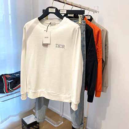 國際大品牌男士秋季迪奧圓領(lǐng)印花休閑純棉衛(wèi)衣中青年打底衫