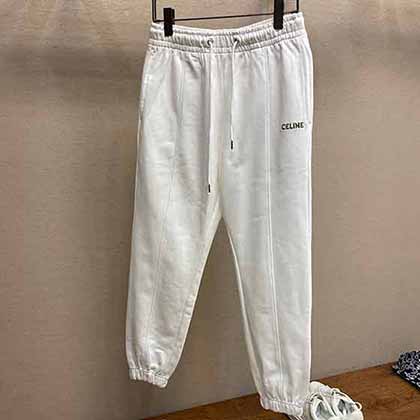 Cline男士的運動褲，雪白色毛圈棉抽繩運動褲