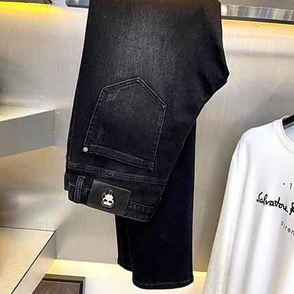 真品大品牌牛仔褲男士商務休閑男褲 寬松直筒彈力長褲秋冬款