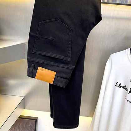 秋冬季迪奧直筒牛仔褲男高等商務休閑中腰微彈純棉大品牌長褲