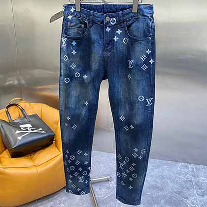 國際大品牌名品牛仔褲男 秋季厚款高等彈力直筒寬松男褲