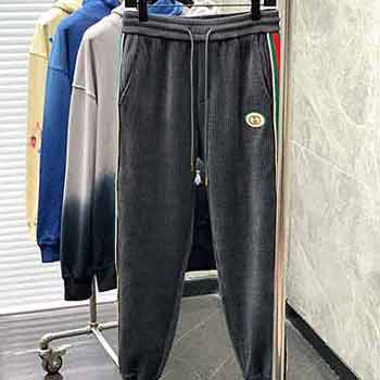 Gucci古奇織帶拼接字母時尚休閑褲
