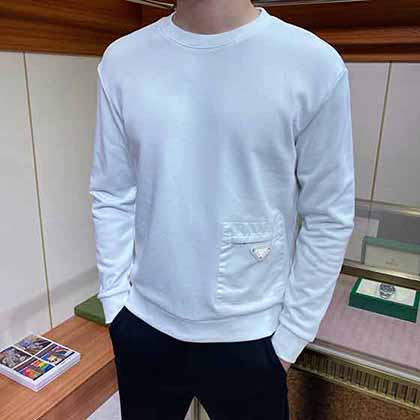 普拉達 Praa 2022官網圓領衛衣，三角標志 。