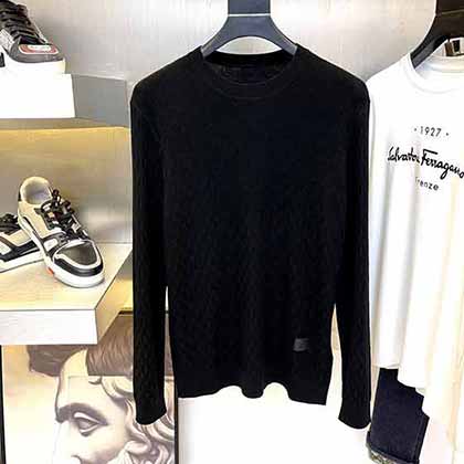 Lv專柜款大師設計范提花棋盤暗格紋針毛衣。