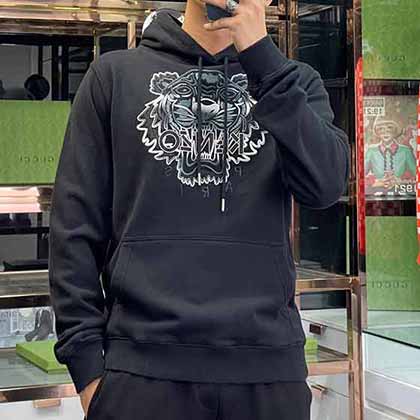 KeNZo風格簡潔復古帽衫衛衣，寬松版型輪廓設計！