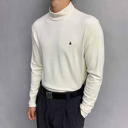 品牌潮流logo小高領徽標長袖T恤