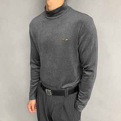 FD芬迪潮流logo小高領(lǐng)刺繡長袖T恤。