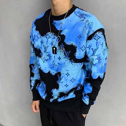 L品牌潮流logo水彩渲染印花套頭