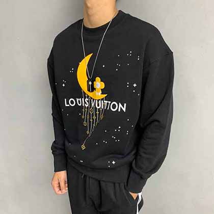 LV男衛(wèi)衣大品牌潮流logo月亮印花衛(wèi)