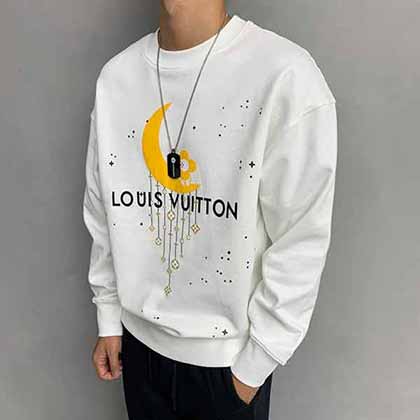 lv男士衛衣，定制精梳棉月亮印花套頭衛衣。