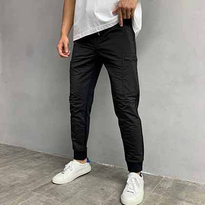 PRA大品牌男裝潮流logo徽標拼接休閑長褲