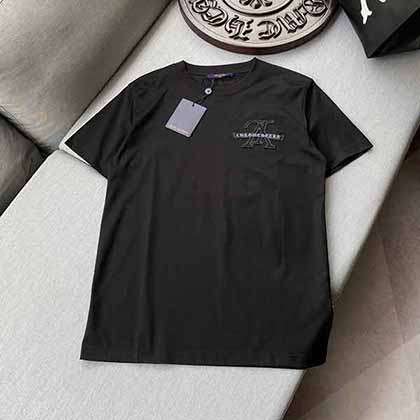 LV夏季新款絲光棉短袖 高等圓領(lǐng)領(lǐng)絲光棉T恤