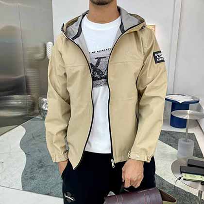 巴寶莉便攜式連帽生物基聚酯纖維外套，防滲雨高領夾克外套