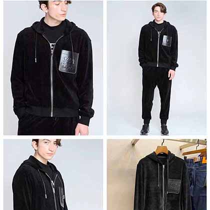 Loewe秋冬時尚風貼真皮片半拉鏈針織衛(wèi)衣