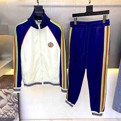 Gucci古奇專柜新運動套裝 平紋針織夾克衛褲