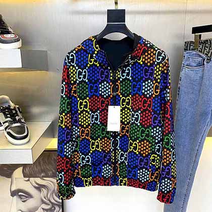 Gucc古奇早秋新品官網(wǎng)款雙面夾克，連帽風衣夾克