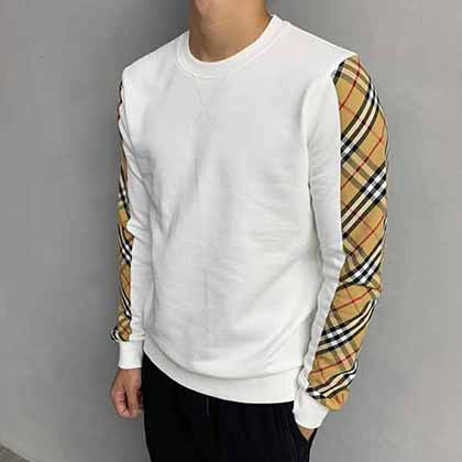 BBR巴寶莉定制精梳棉潮流logo拼接格紋套頭衛