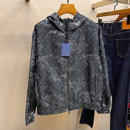 LV路易家男裝休閑外套，渲染提花防風連帽夾克外套！