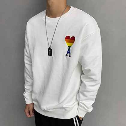 Ami品牌潮流logo刺繡套頭衛衣。