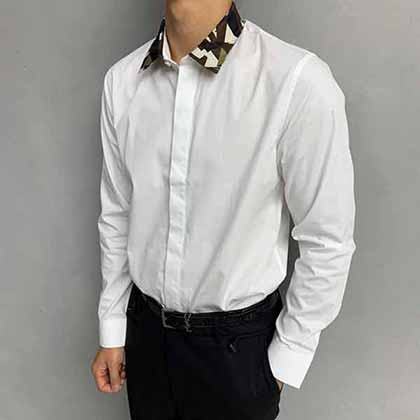 芬迪品牌潮流logo長袖襯衫。