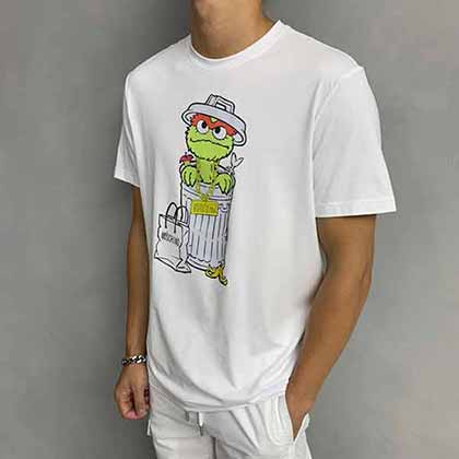 品牌潮流定制高等絲光棉logo印花短袖T恤。