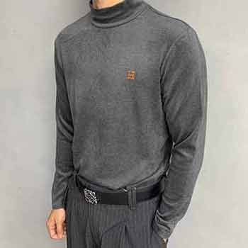 愛馬仕品牌潮流logo小高領(lǐng)刺繡長袖T恤。