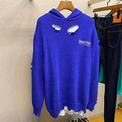 Baleneiaga高版本 1:1還原男女同款Blcg破洞衛衣