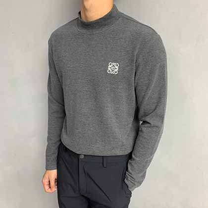 品牌潮流logo小高領(lǐng)刺繡長(zhǎng)袖T恤