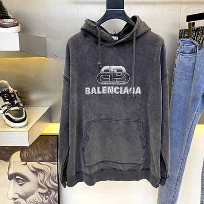 巴黎世家早秋款做舊水洗連帽衛(wèi)衣，版型絕加，潮男