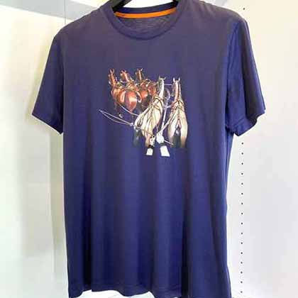 愛馬仕新馬車圖型奧地利進口蘭精天絲圓領T恤