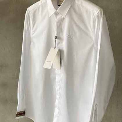 新款古奇領角高士線立體小蜜蜂金絲線繡花襯衫