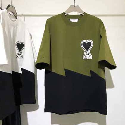 AMI潮男t恤，寬松小落肩棉質圓領短Tee