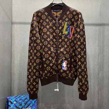 聯名NBA男士商務夾克，LV情侶款高密度針織棉質拉鏈夾克外套