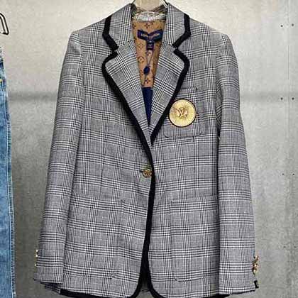 路易威登秋冬季英倫學院格紋西裝外套！女性修身西裝！