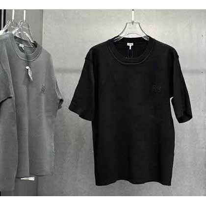 LOEWE男女同款經(jīng)典立體徽標(biāo)刺繡時尚寬松套頭短袖針織衫