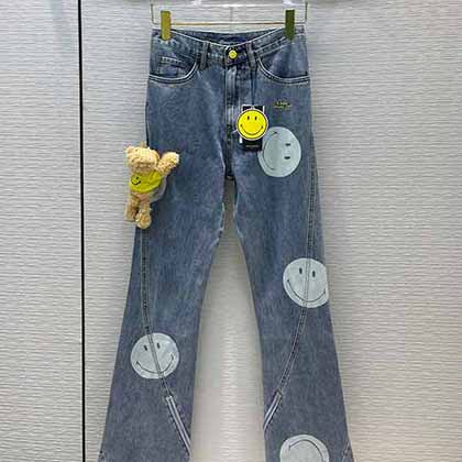 13DE MARZO X Smiley聯名超限定系列笑臉抱熊微喇牛仔褲