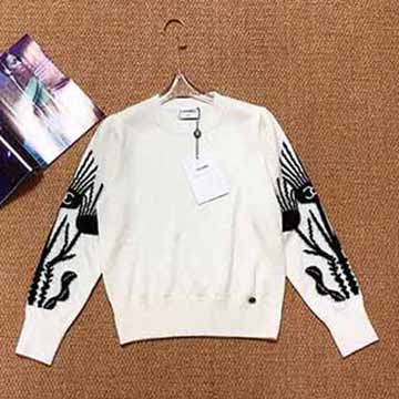 CHAN新款袖子提花羊絨毛衣 圓領毛衫